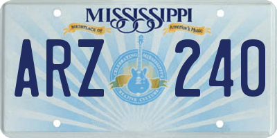 MS license plate ARZ240