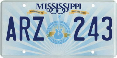 MS license plate ARZ243