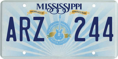 MS license plate ARZ244
