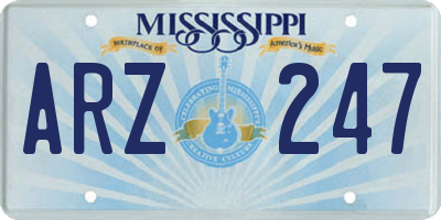 MS license plate ARZ247