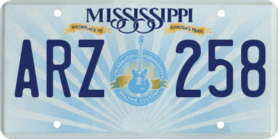 MS license plate ARZ258