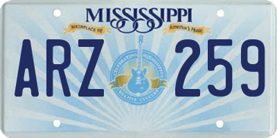 MS license plate ARZ259
