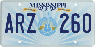 MS license plate ARZ260
