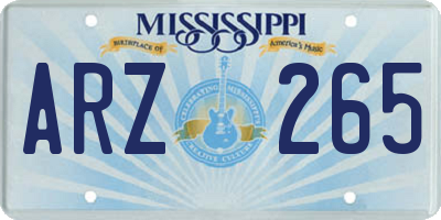 MS license plate ARZ265