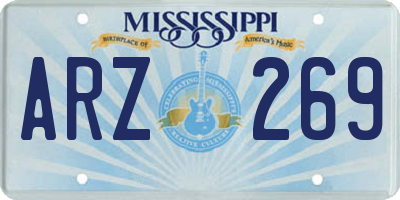 MS license plate ARZ269