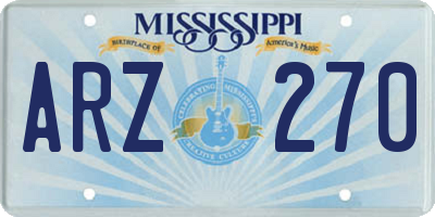 MS license plate ARZ270