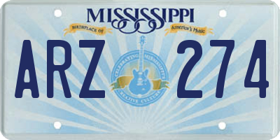 MS license plate ARZ274