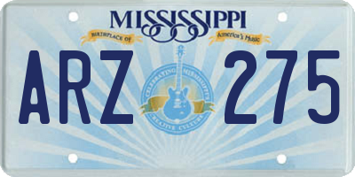 MS license plate ARZ275