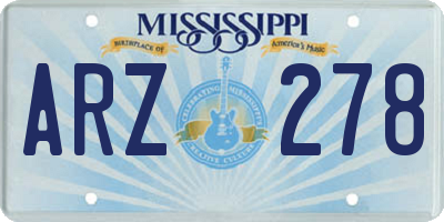 MS license plate ARZ278