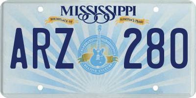 MS license plate ARZ280