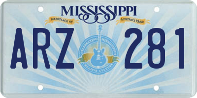 MS license plate ARZ281