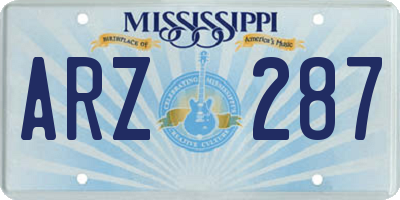 MS license plate ARZ287