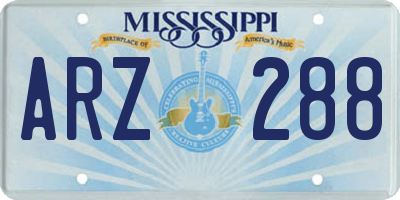 MS license plate ARZ288