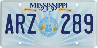 MS license plate ARZ289