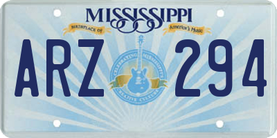 MS license plate ARZ294