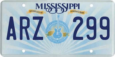 MS license plate ARZ299