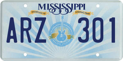 MS license plate ARZ301