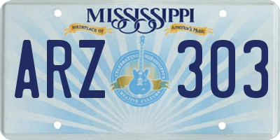 MS license plate ARZ303