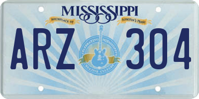 MS license plate ARZ304