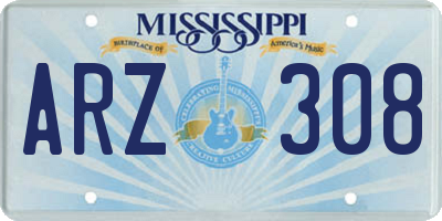 MS license plate ARZ308