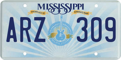 MS license plate ARZ309