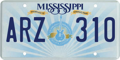 MS license plate ARZ310