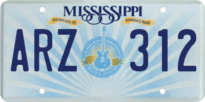 MS license plate ARZ312