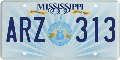 MS license plate ARZ313