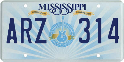 MS license plate ARZ314