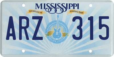 MS license plate ARZ315