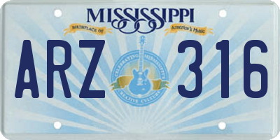 MS license plate ARZ316