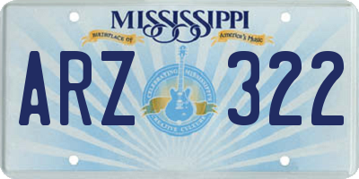 MS license plate ARZ322