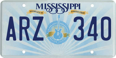 MS license plate ARZ340