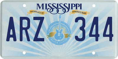 MS license plate ARZ344