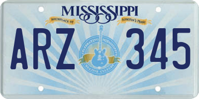 MS license plate ARZ345