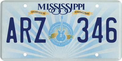 MS license plate ARZ346
