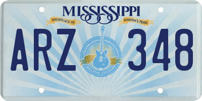 MS license plate ARZ348