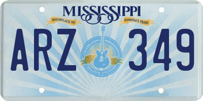 MS license plate ARZ349