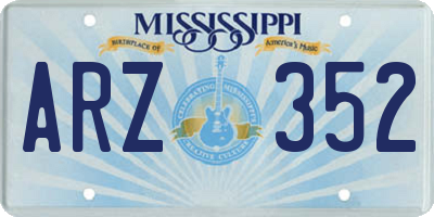 MS license plate ARZ352