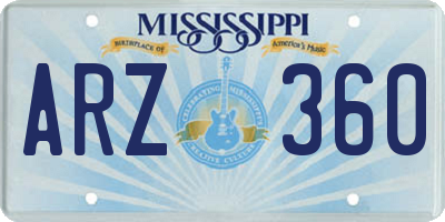 MS license plate ARZ360