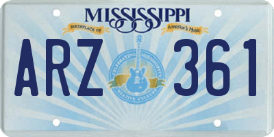 MS license plate ARZ361