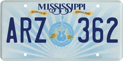MS license plate ARZ362
