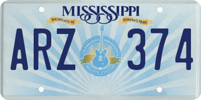 MS license plate ARZ374