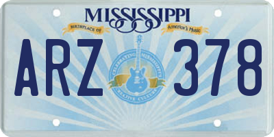 MS license plate ARZ378