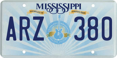 MS license plate ARZ380