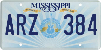 MS license plate ARZ384