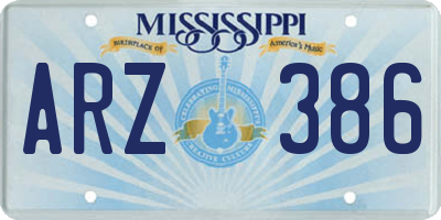 MS license plate ARZ386