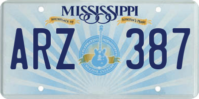 MS license plate ARZ387