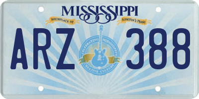MS license plate ARZ388