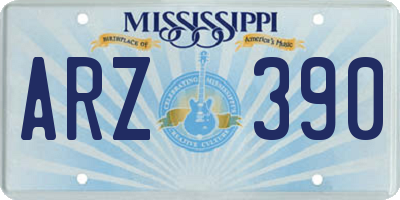 MS license plate ARZ390